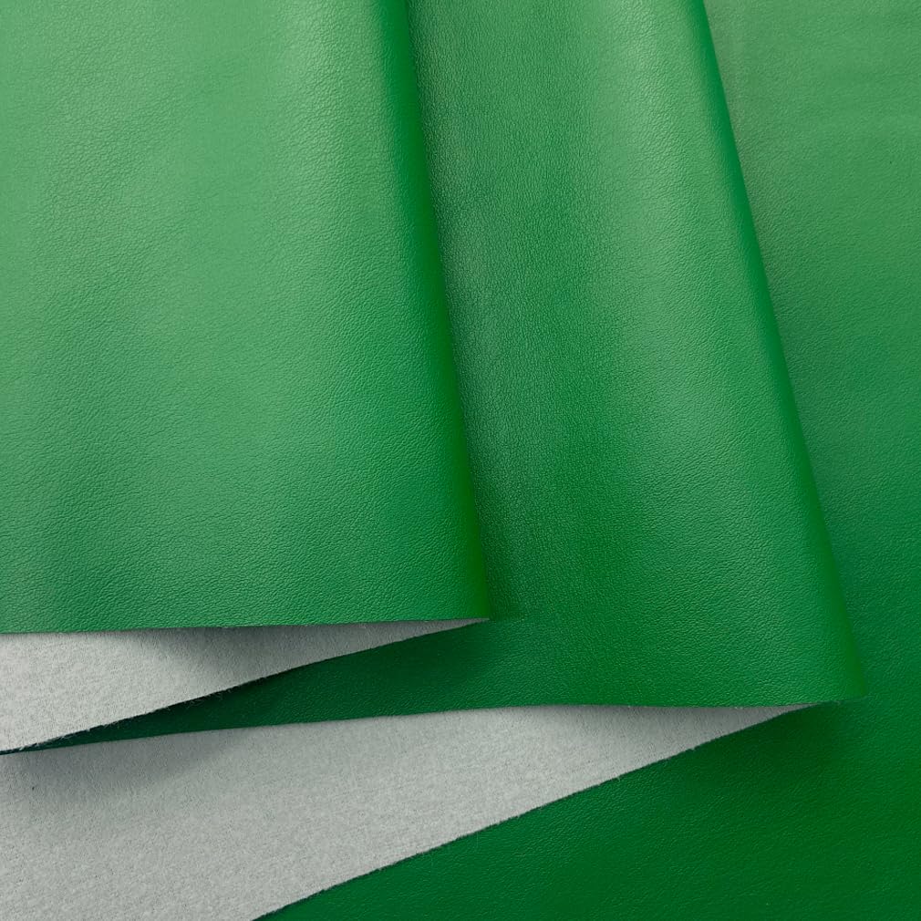 Soft Smooth Faux Leather Fabric Solid Color Vegan Synthetic Imitation Leather Fabric 16" x 54” Large Size for Upholstery Crafts, DIY Sewings, Earrings Bows Wallets Making (Green)