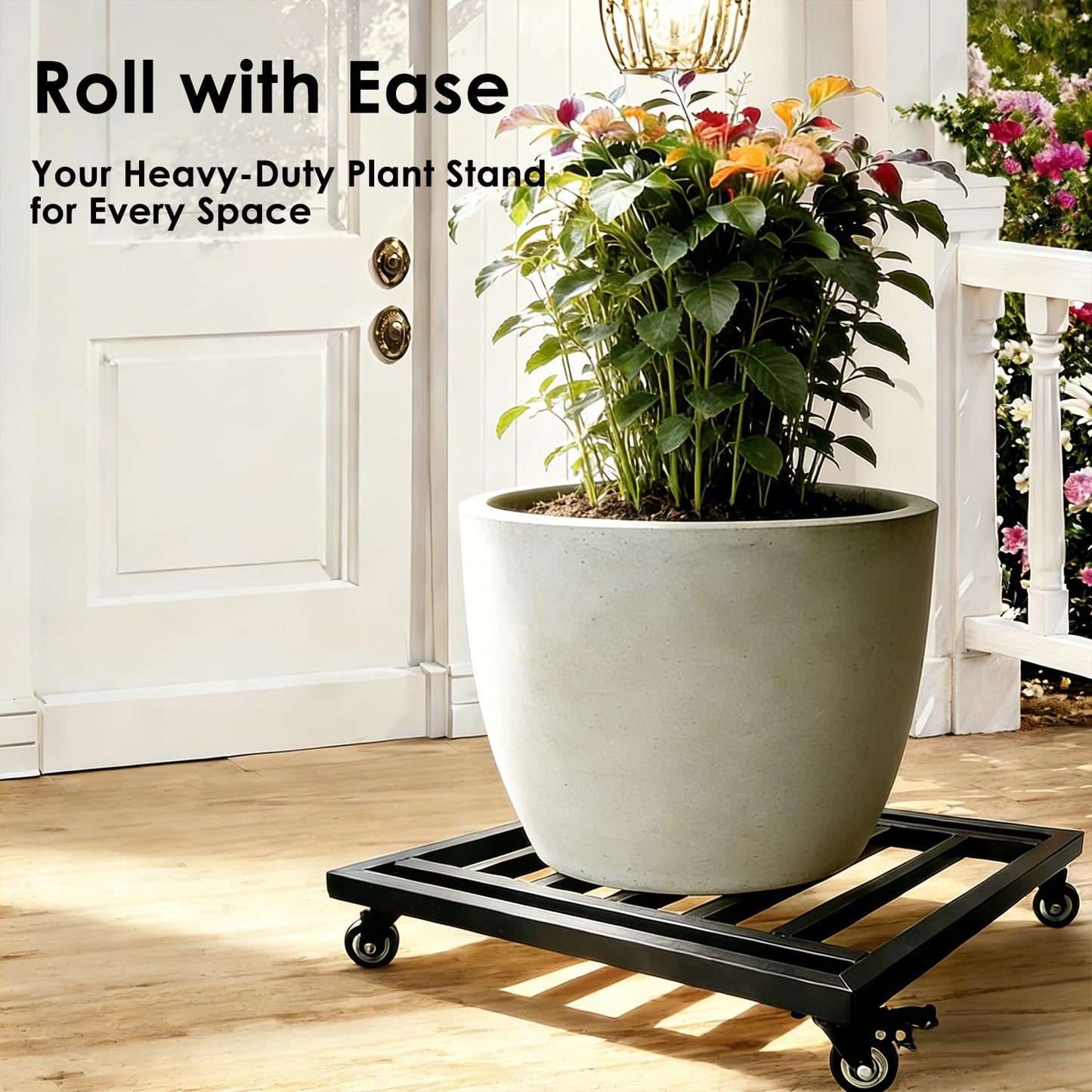 Hongsane 22" Plant Caddy with Wheels Heavy Duty,600Lbs Large Metal Plant Rollers with Wheels,Rolling Square Plant Stand with Industrial Casters,Rust-Proof Plant Dolly for Large Planters,Pots,2-Pack