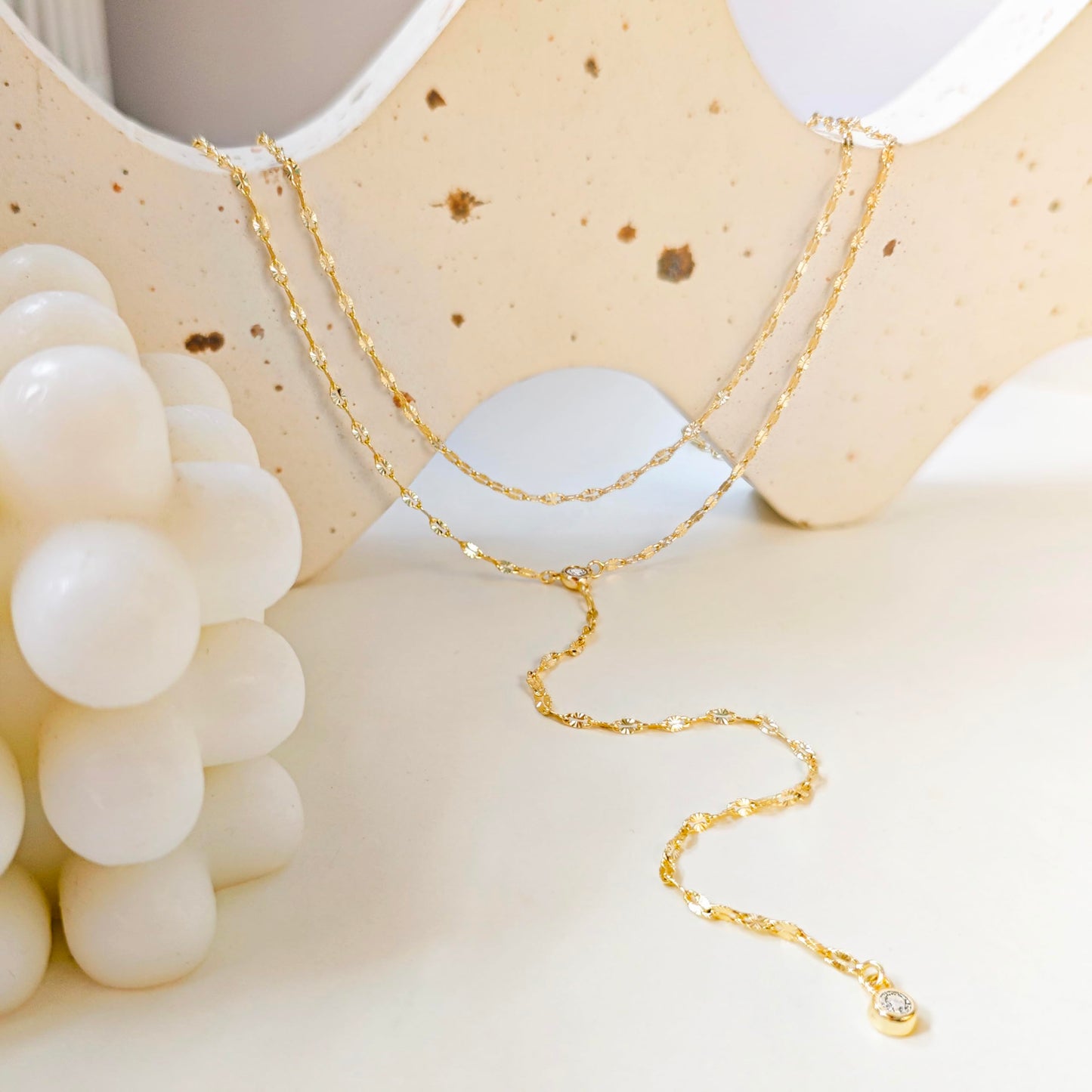 Zeffy Long Gold Necklace- Dainty Gold Teardrop Drop Lariat Necklace Trendy Layered Simple CZ Y-Shaped Body Chain Stack Wedding Prom Dangle Statement Necklace Jewelry Gifts