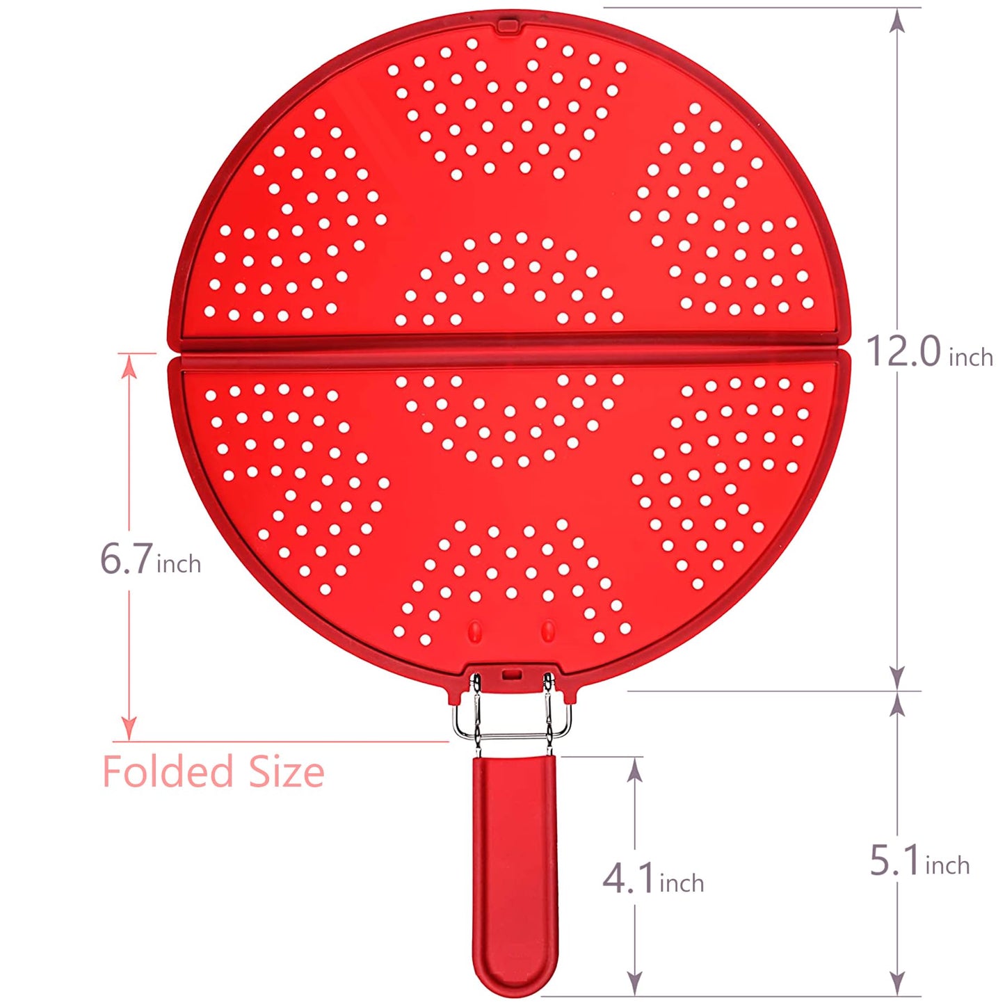 Foldable Splatter Screen for Frying Pan Grease Strainer Guard Silicone Splatter Shields with Folding Handle Multifunction Oil Splatter Screen Strainer