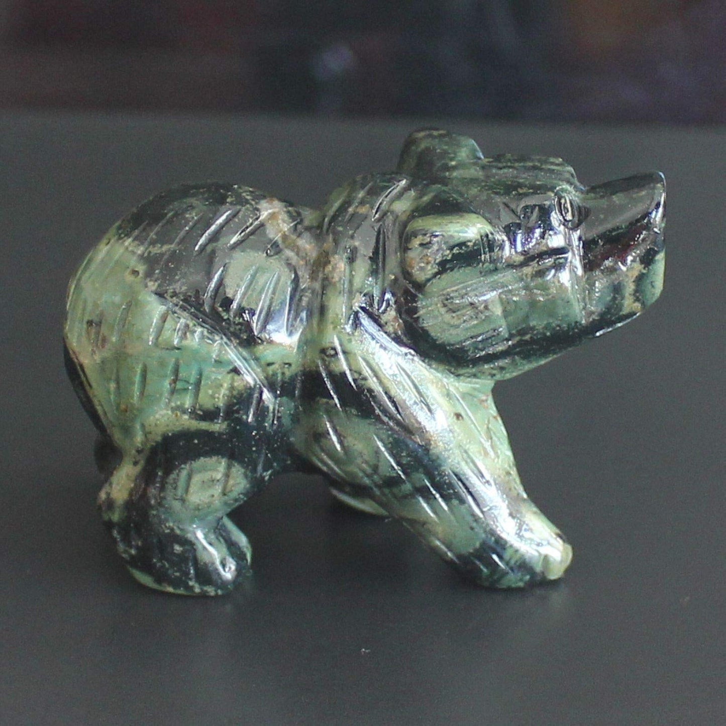 2'' Hand Carved Mixed gemstome Crystal Bear Figurine Animal Carving (kambaba Jasper)