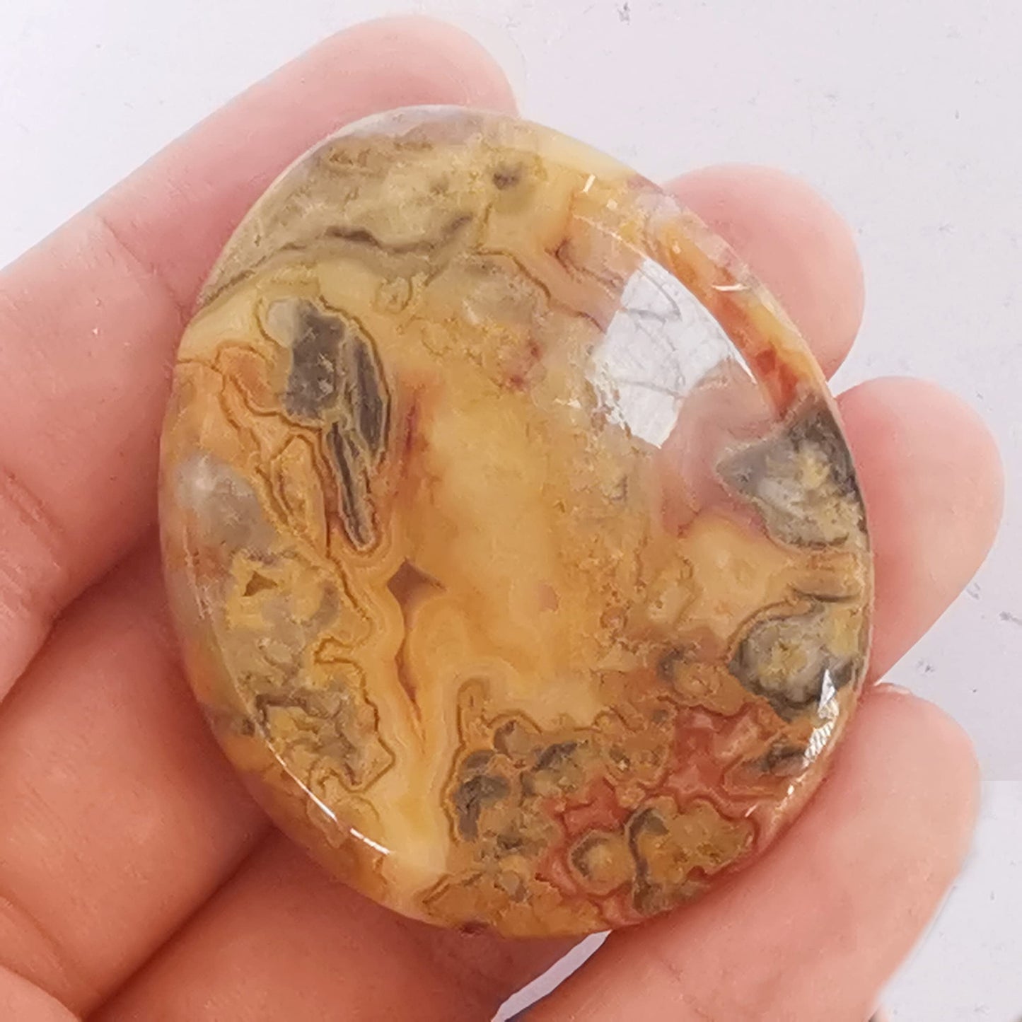 Bacatgem Natural Yellow Crazy Lace Agate Water Drop Chakra Thumb Worry Stone,Stress Relax Healing Reiki Crystal Pocket Palm Stones