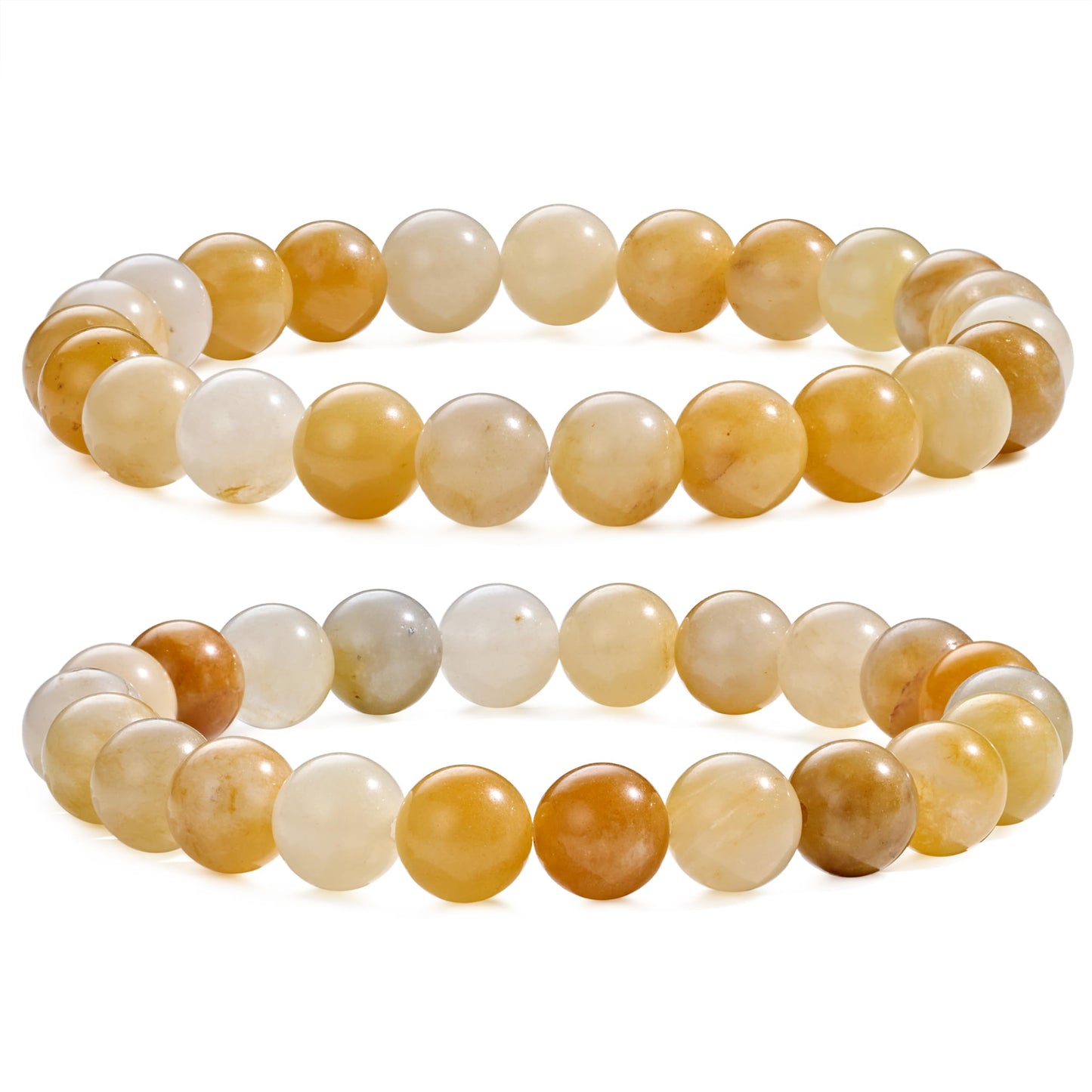 Bivei Natural Gemstone Semi Precious Healing Crystals Handmade Stretchy Round Beads Bracelet, Enhance Positive Energy,Stocking Stuffers for Women(Yellow Jade (Confidence & Optimism)(Large))