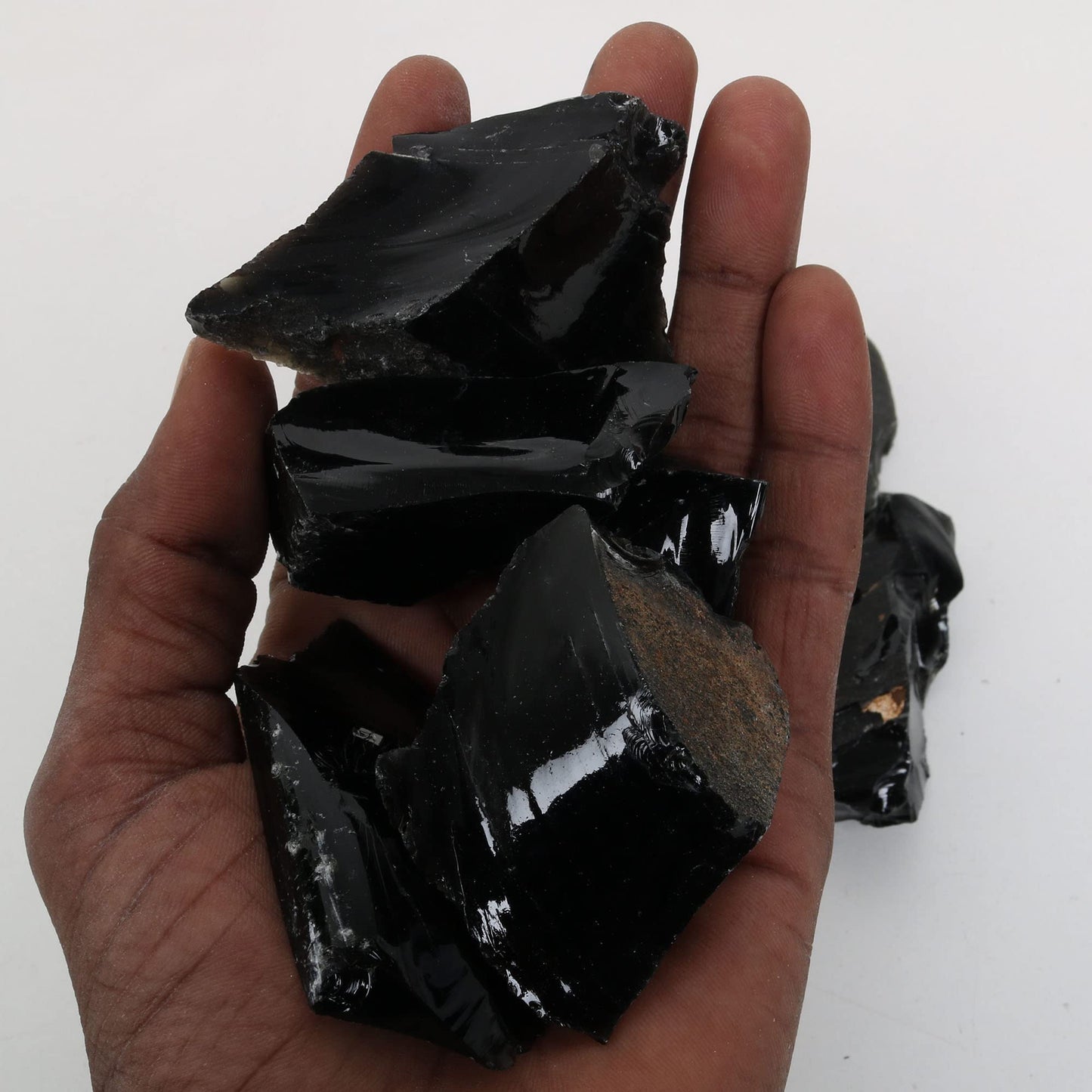REAL-GEMS Natural Raw Healing Crystals Rough Stones for Tumbling, Cabbing, Polishing, Wire Wrapping, Wicca & Reiki Crystal Healing, Mix Gemstones,7 Chakra (Black Obsidian)