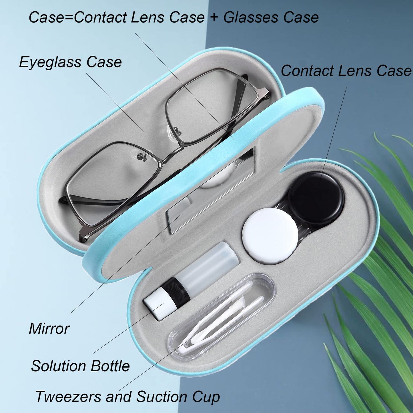 AITIME 2 in 1 Double Sided Portable Contact Lens and Eyeglasses Case - Marbling, Multifunction, Durable, Compact, Portable Storage Kit