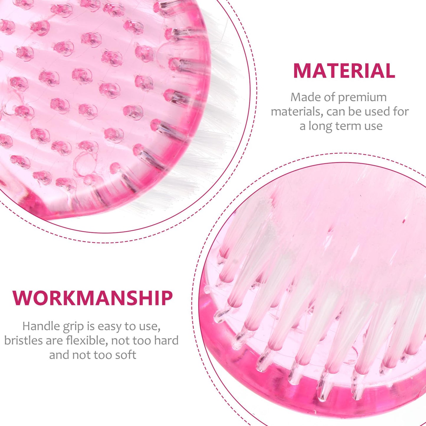 Healeved 10Pcs Fingernail Cleaning Brush with Handle Grip Nail Scrubber Brushes for Toes and Nails Cleaner Multi-Purpose Bulk Facial Cleansing Brush Set 5.12 Inch