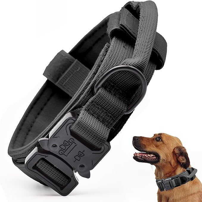 Tactical Dog Collar, Adjustable Military Training Collars, Emerald Green M
