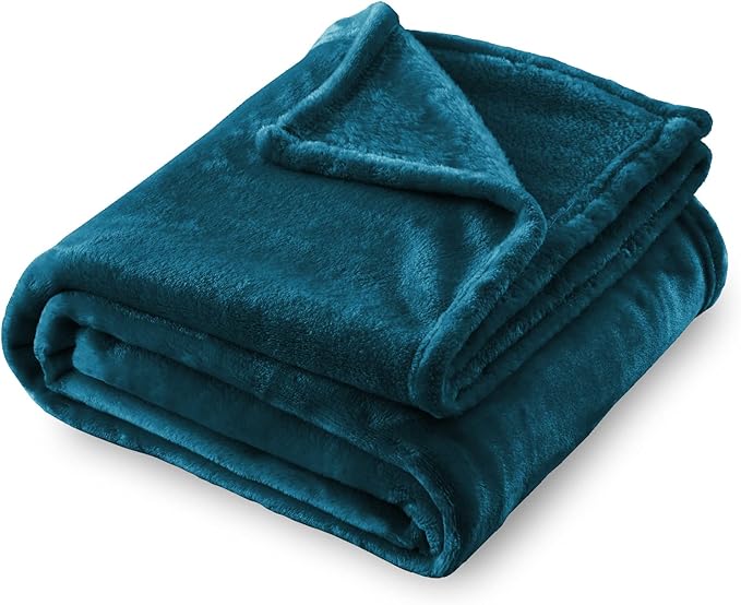 SOCHOW Flannel Fleece Blanket Twin Size, All Season Lightweight Super Soft Cozy Blanket for Bed or Couch, Blue Coral, 60" X 80"