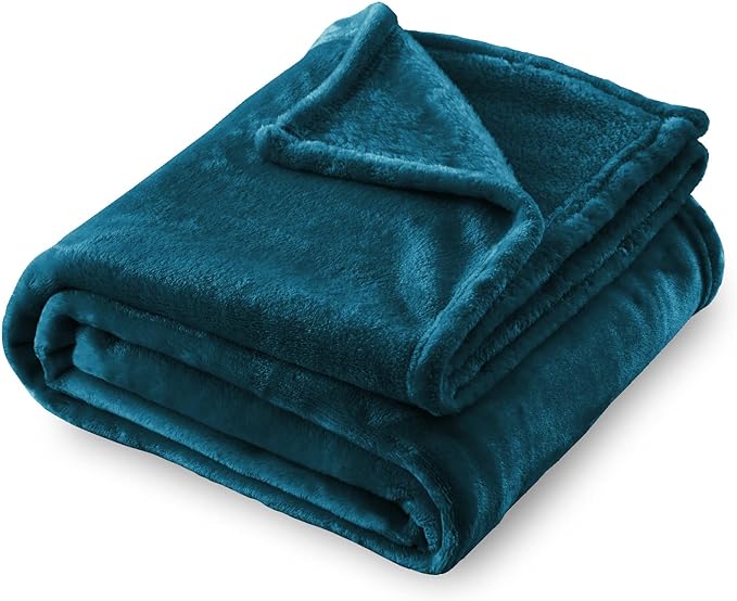 SOCHOW Flannel Fleece Blanket Throw Size, All Season Super Soft Cozy Blanket for Bed or Couch, Blue Coral, 50x60 inches