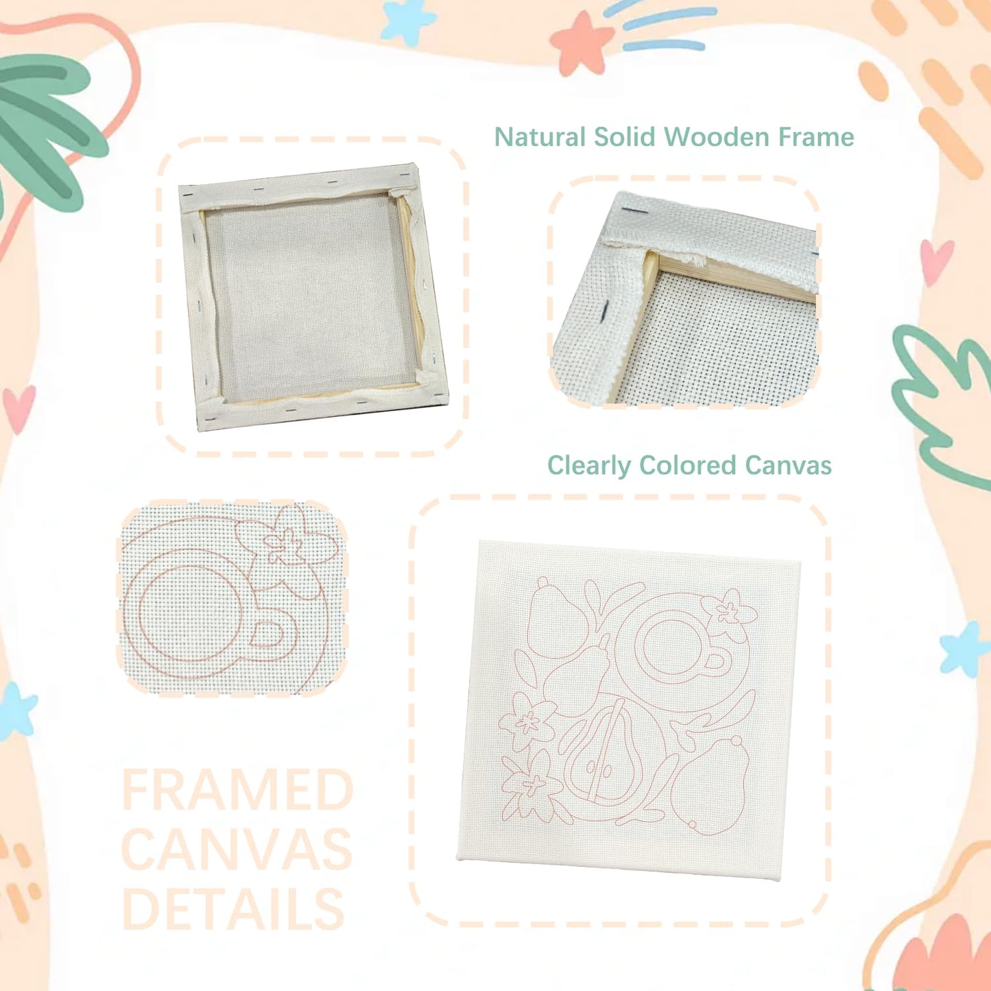 SDOYUNO Punch Needle Kit with Frame for Adults Beginners Kits 9.84 x 9.84 Inch Embroidery Starter Kits Punch Needle Kit with Cat Pattern, Threader, Yarns, Rug Punch, DIY Craft Kits (Beige)