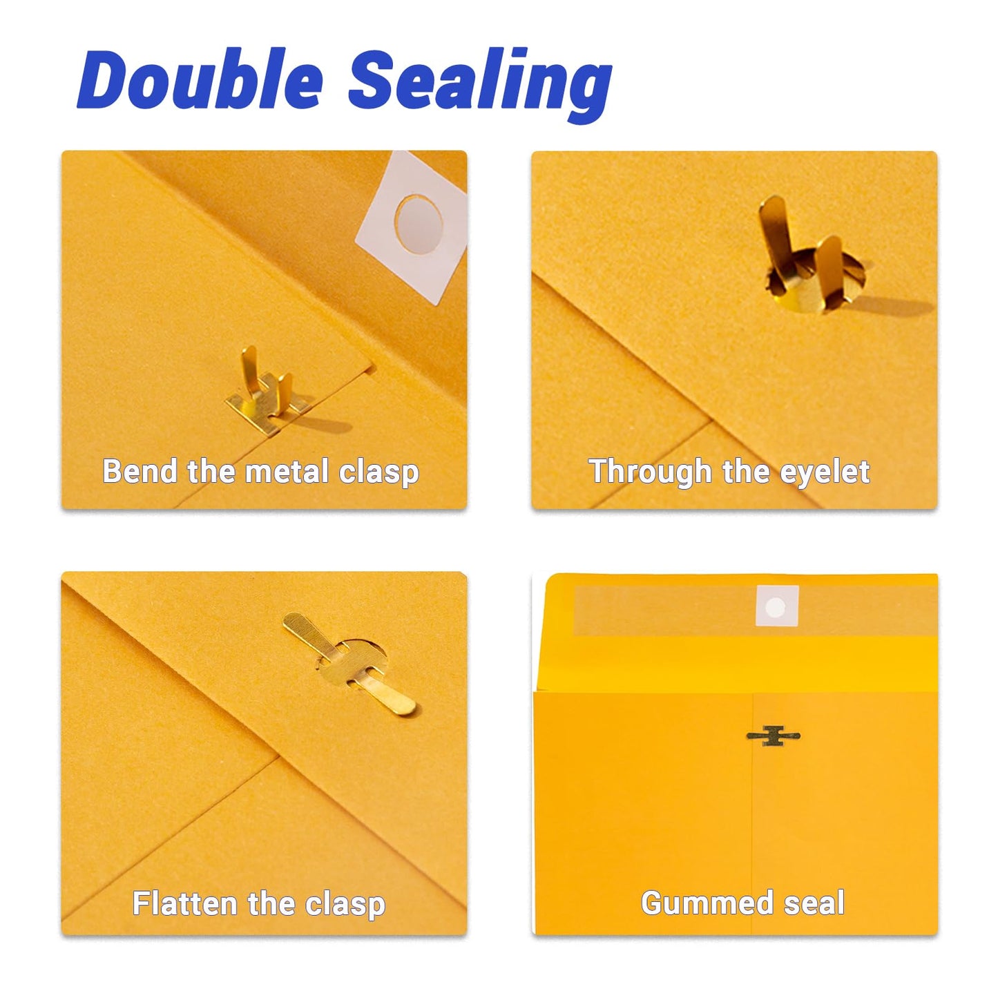 Expandable Large Manilla Envelopes 10x13 with Clasp and Gummed Seal 25 Pack, Goefun 180 GSM Heavyweight Big Yellow Manila Envelopes for Documents, for Home, Office, Business Mailing and Storing