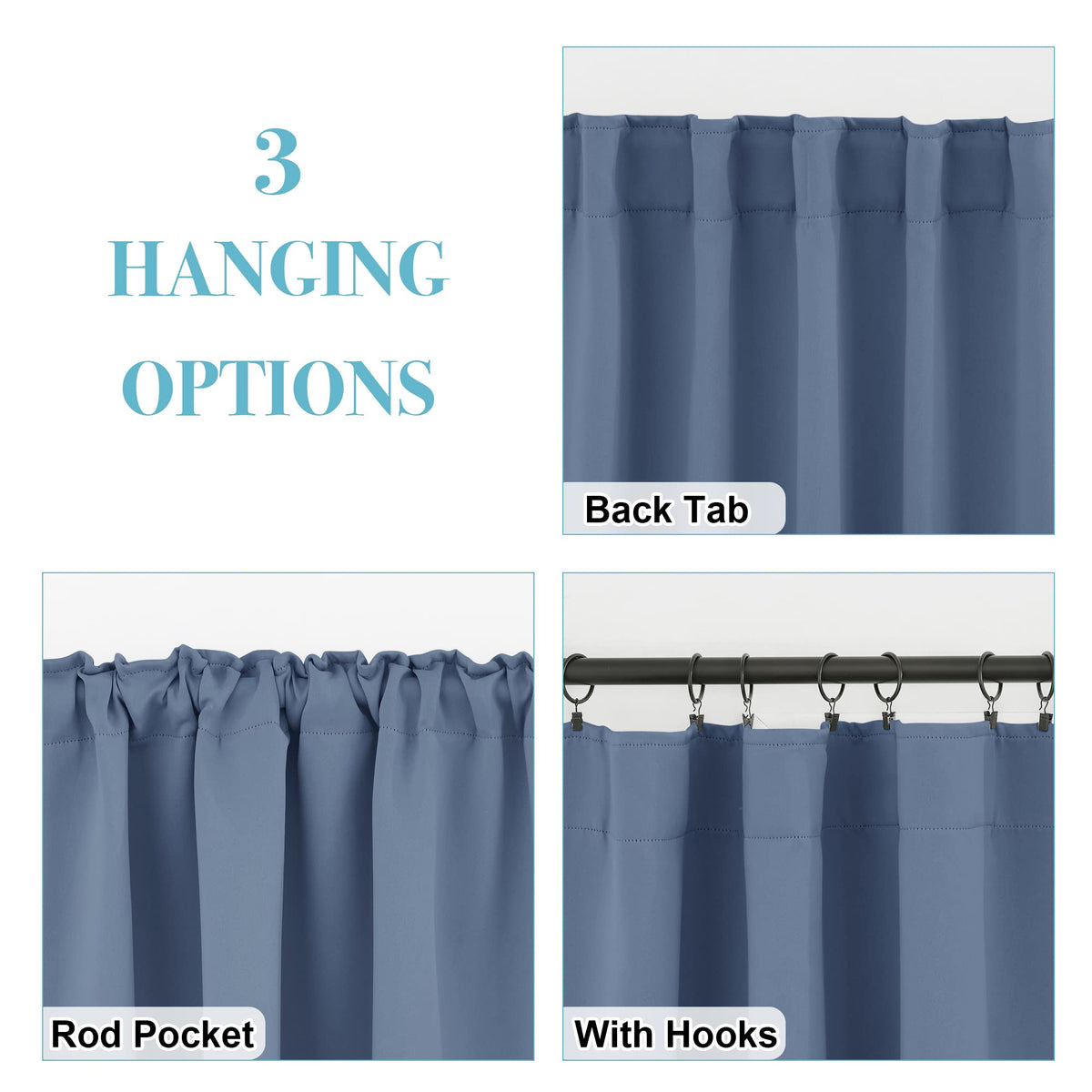 Blackout Curtains for Bedroom Kitchen Bathroom Cafe Basement RV (2 Count)