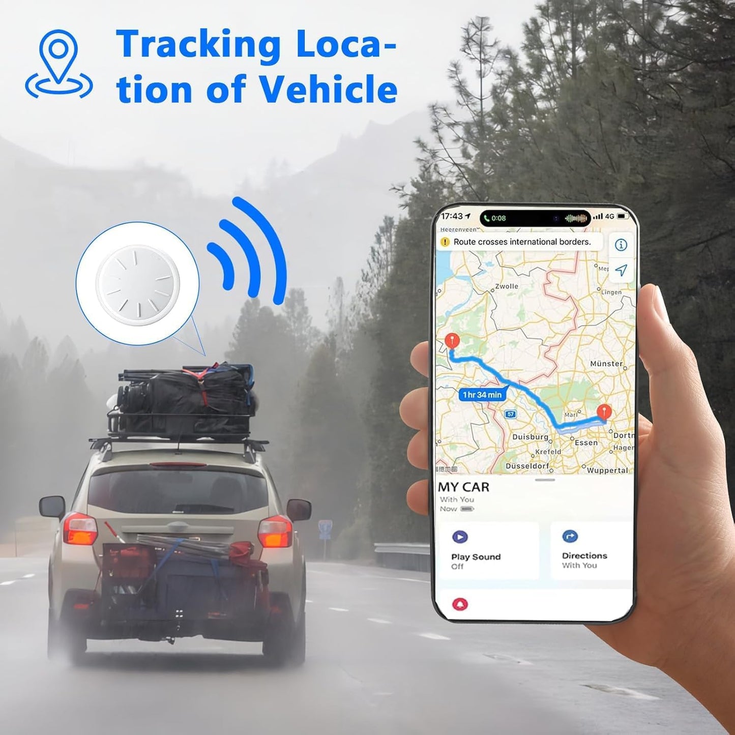 GPS Tracker for Vehicles, MINI Car Tracker Device Hidden for Vehicle, No Monthly Fee, Real-Time Tracker Device for Vehicles Work with Find My (iOS Only), Magnetic Waterproof Car GPS Tracker, 1PCS