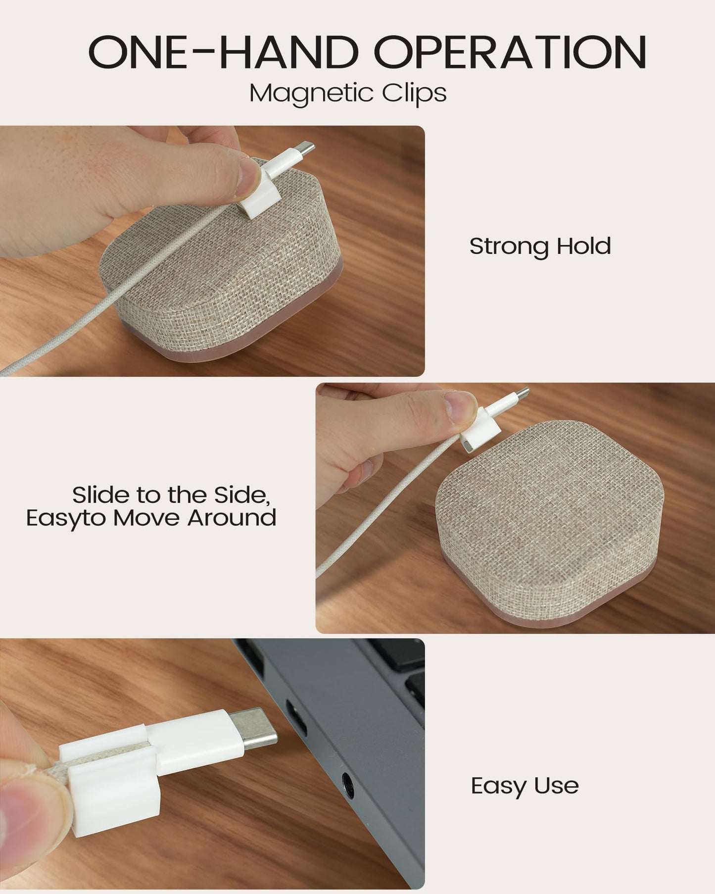 Brolena Magnetic Cord Holder, Cable Organizer with 5 Magnetic Clips for Desk & Nightstand Cable Management, Practical Charging Accessory for Home, Office & Gift Giving