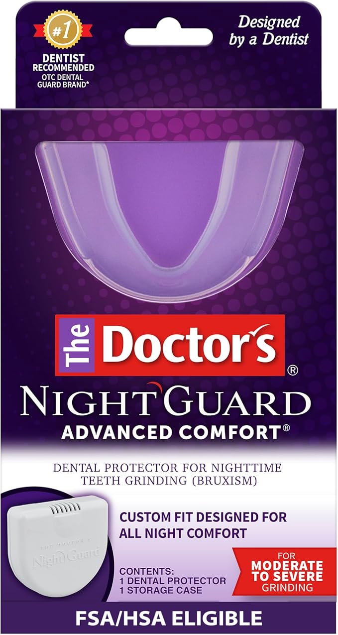 The Doctor’s NightGuard Mouth Guard for Grinding Teeth at Night, Includes Storage Case, Pack of 1