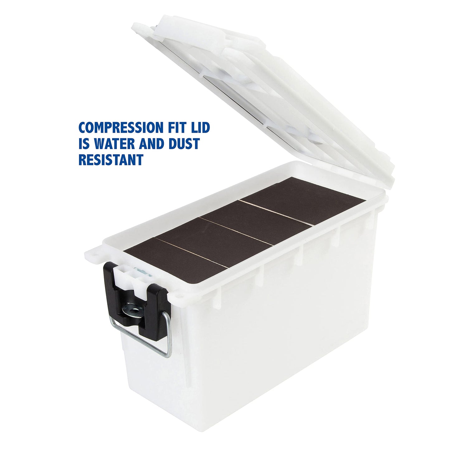 Sheffield 12634 Field Box, Pistol, Rifle, or Shotgun Ammo Storage Box, Tamper-Proof Locking Ammo Can, Water Resistant, Made in The U.S.A, Stackable, White