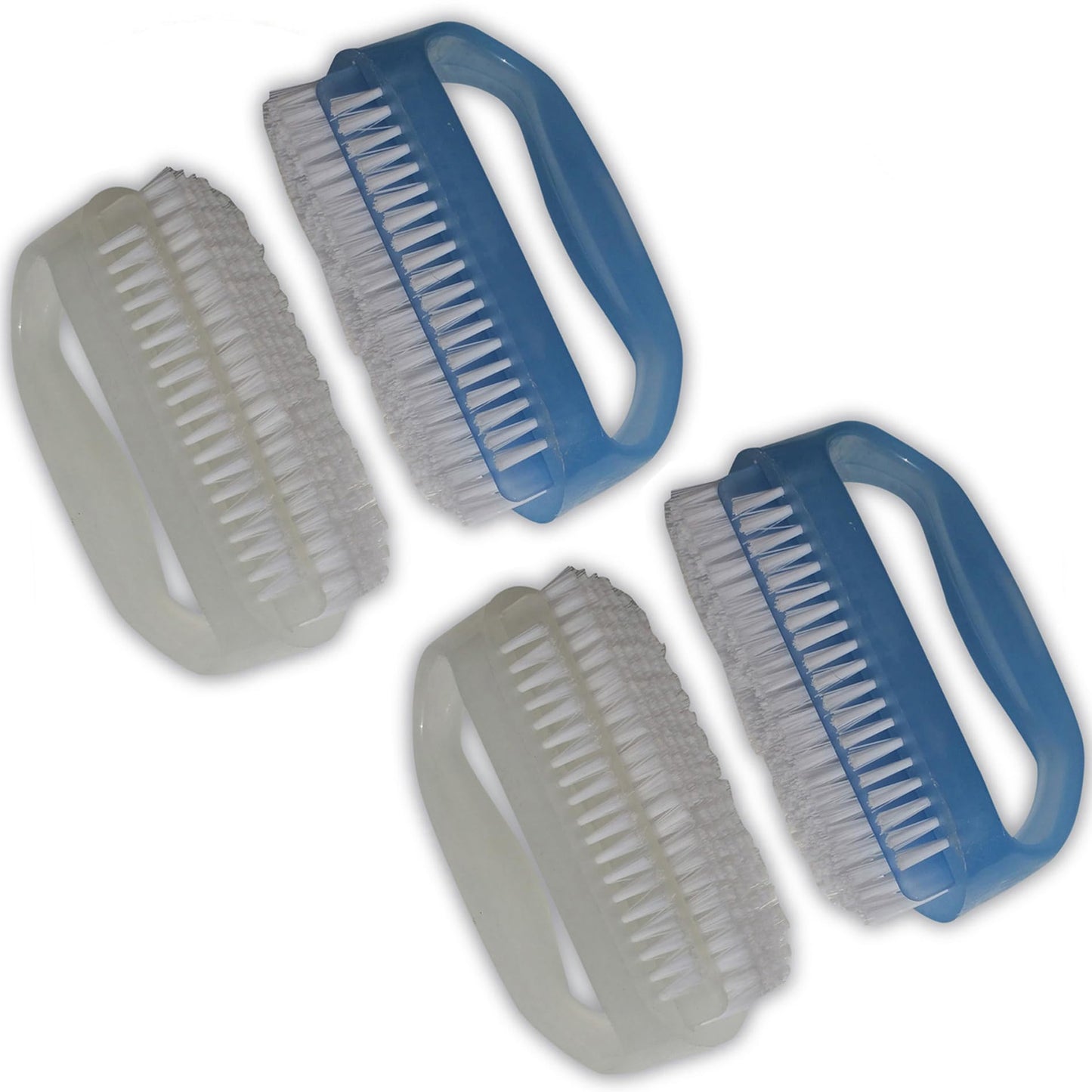 NewFerU Nail Brushes X 4 for Cleaning Hands, Fingers, Feet & Toes with Cuticle Cleaner, Small Soft Nylon Bristle Scrub Set with Handle for Fingernail Manicure & Toenail Pedicure