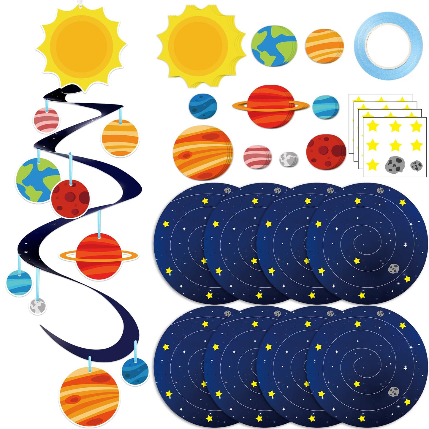 24 Sets Space Craft Kits DIY Solar System Hanging Decoration Make Your Own Outer Space Paper Crafts Ornament Galaxy Planet Star Stickers Games for Home School Classroom Activities Party Favor Gift