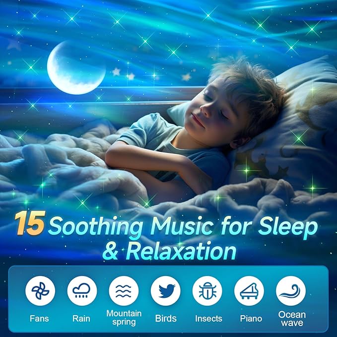 Galaxy Projector Northern Lights Projector,180 Lighting Modes Galaxy Light Projector, 15 White Noise&Bluetooth Northern Lights Projector, Remote+Timer Star Projector Galaxy Light Projector, Star Gifts