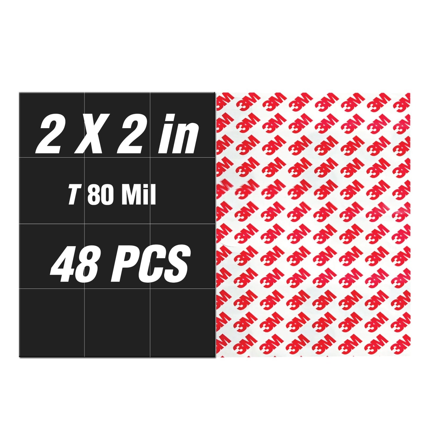 Small Magnet Sheets with Adhesive Backing(Each 2" x 2",48PCS),Make Sticker for Cards/Picture/Poster with Sticky Adhesive Magnets (Thickness 80mil)