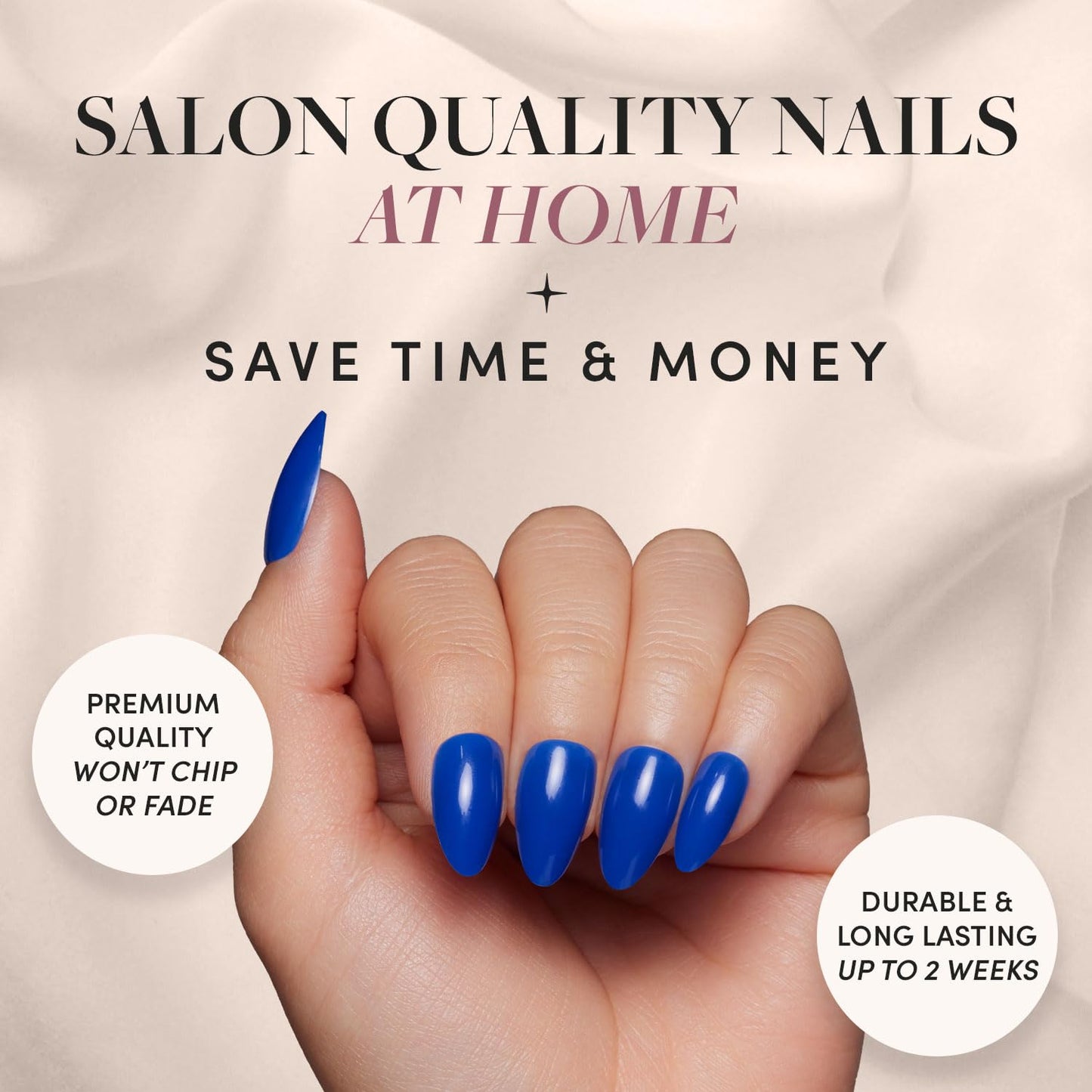 Glamnetic Press-On Nails Bundle - Azure Blue & Hailey | Bright Blue Short Round Fake Nails | Glazed Short Almond False Nails | Reusable, Salon-Quality Nail Kits