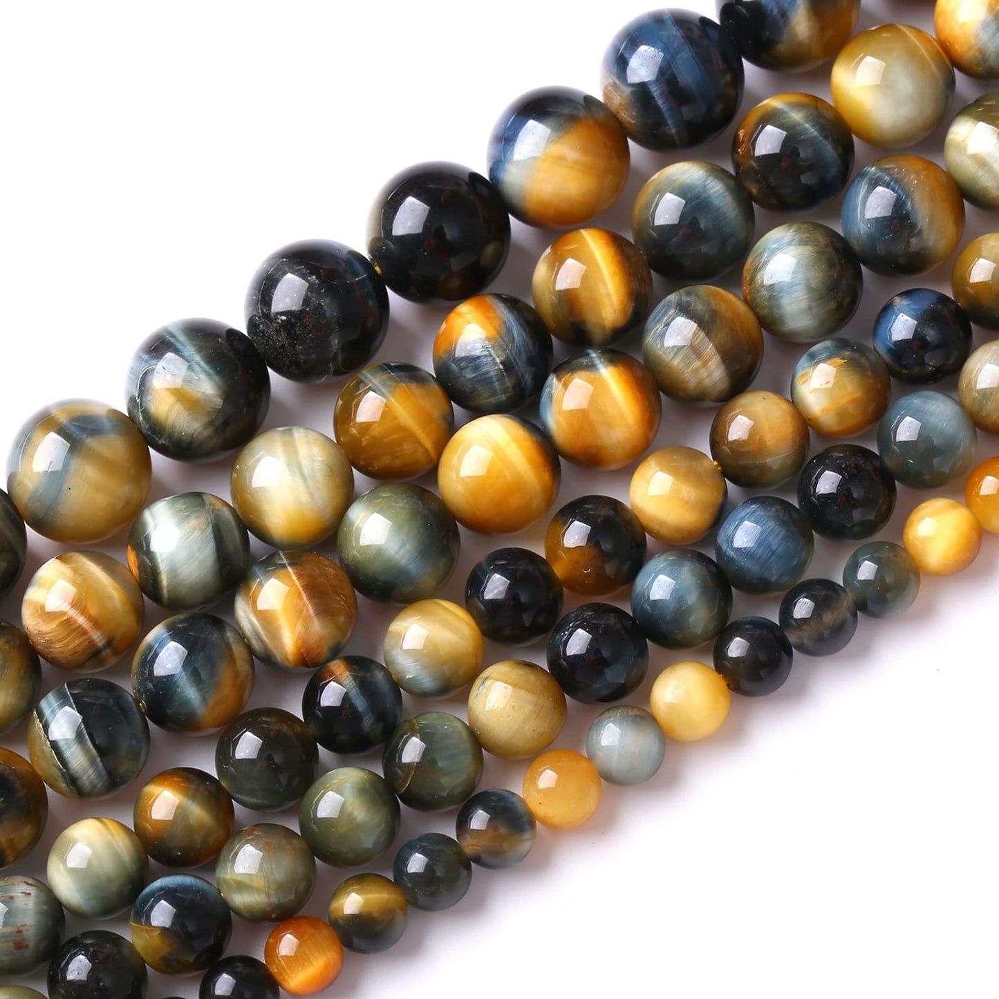 AAAAA Tiger Eye Beads for Jewelry Making - 6mm, 60pcs Natural Stone Semi-Precious Round Smooth Gemstones Loose Spacer Beads