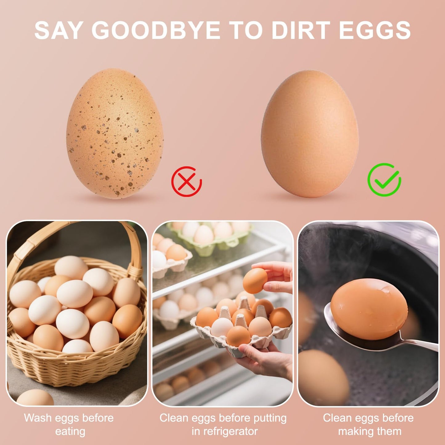 Silicone Egg Cleaner for Fresh Eggs, Vegetable and Fruit Scrubber Tool Reusable Cleaning Brush for Egg Washer (White)