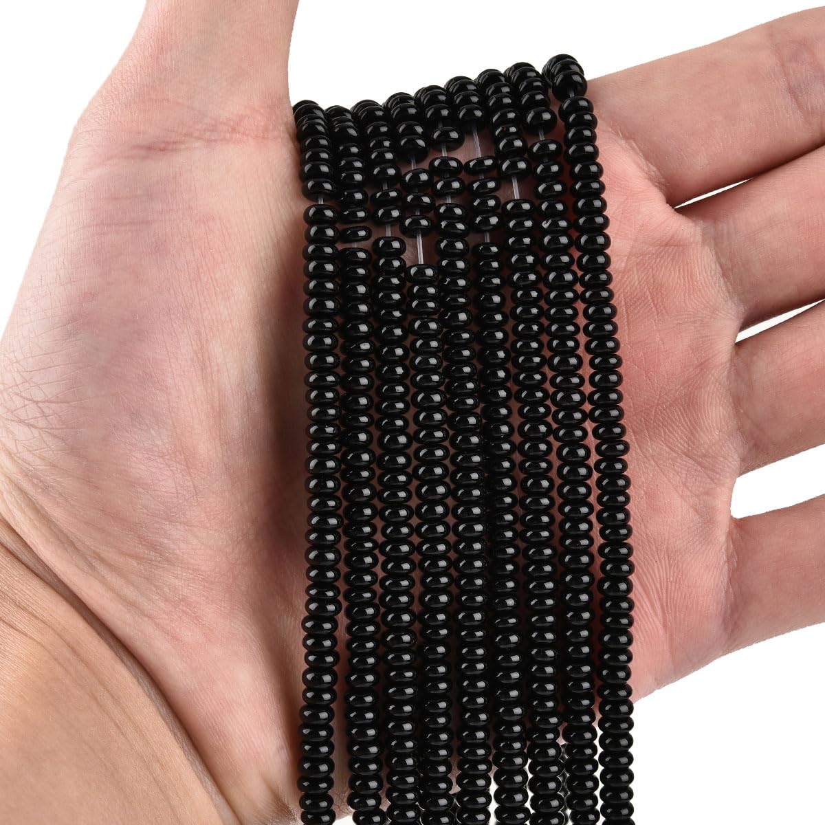170pcs 4x2mm Natural Black Onyx Disk Rondelle Spacer Agate Stone Semi Precious Gemstone Loose Beads for Jewelry Making 15 Inch