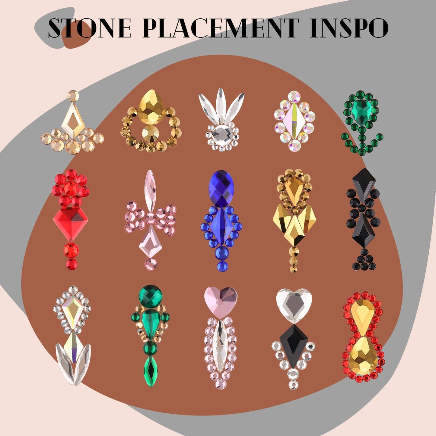 2630Pcs Black Glass Nail Rhinestones: 120Pcs Multi Shapes + 2510Pcs 1.5-4mm Round, Nail Art, Manicure, Craft Beads
