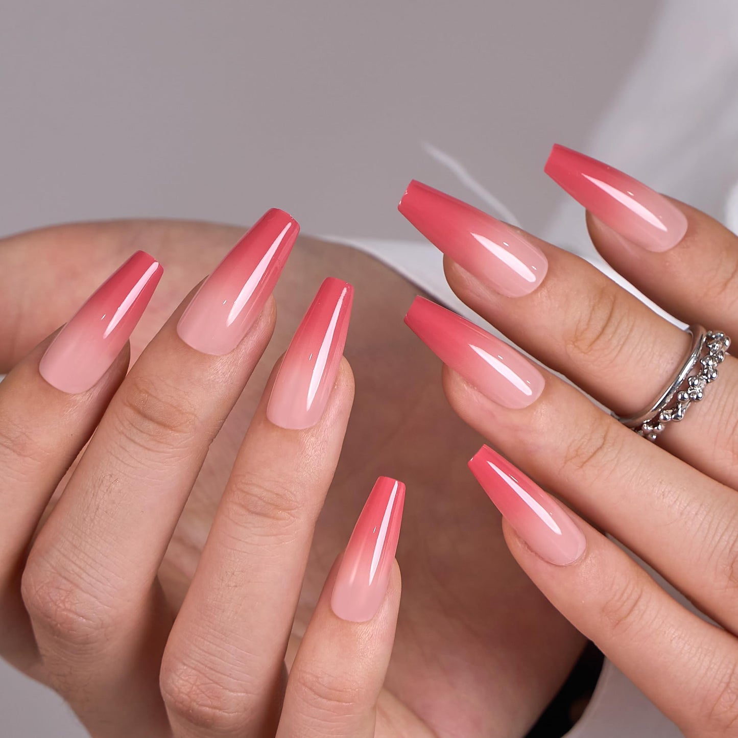 CurvLife Soft Gel Press On Nails Square, Long-Lasting Reusable Fake Nails Kit with Glue & Tabs, 30pcs Salon-Quality Stick On Nails for Women At-Home Manicure (Blush Flow)