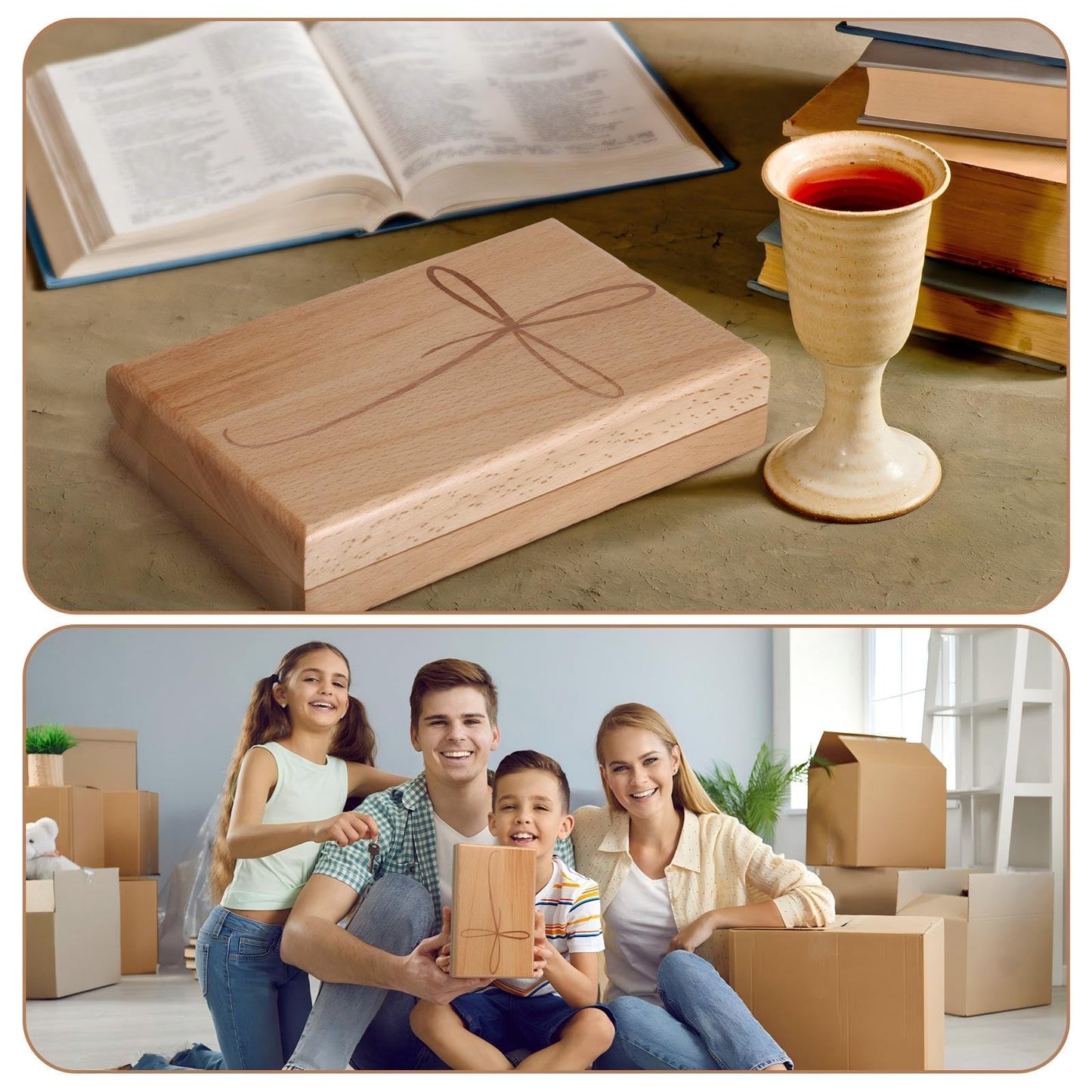 GlikCeil First Communion Keepsake Box, Engraved Wooden Rosary Box with Felt Lining, Catholic 1st First Holy Communion Gift, Ideal for Rosary Storage, Jewelry, and Religious Mementos Organizer
