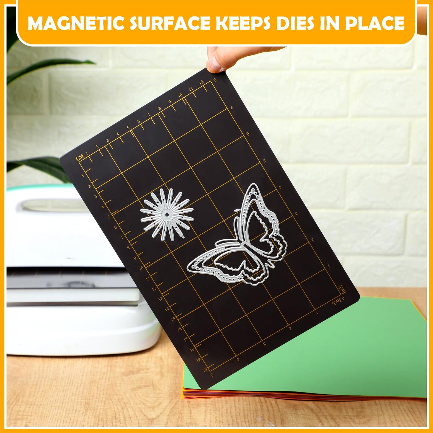 Copkim 4 Shims 6'' x 9" Magnetic Shim with Card Size Grids Die Cutting Machine Accessories Black Embossing Machine Pads for Die Cutter