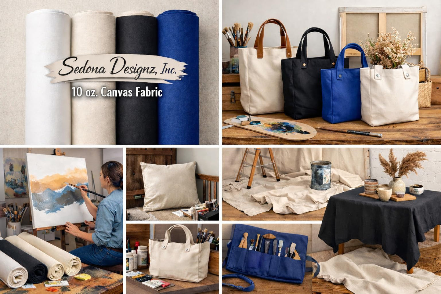 Sedona Designz 60" Wide Cotton Duck Canvas Fabric - Heavy Weight 10oz Durable 100% Cotton (Natural, 1 Yard)