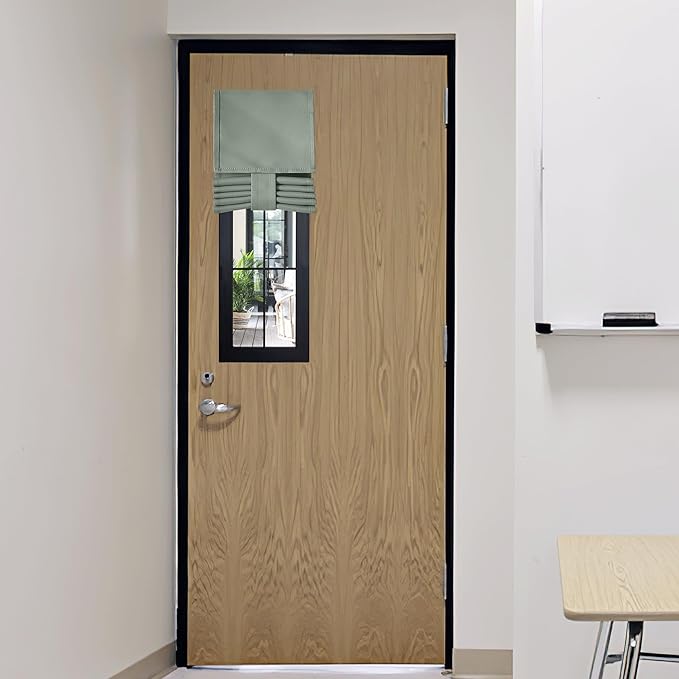 RYB HOME Door Curtain for Classroom Small Window, Privacy Protect Drapes, 8 Inches Wide Room Darkending Curtains 36 Inches Long Blocks Views, Sage Green, 1 Panel