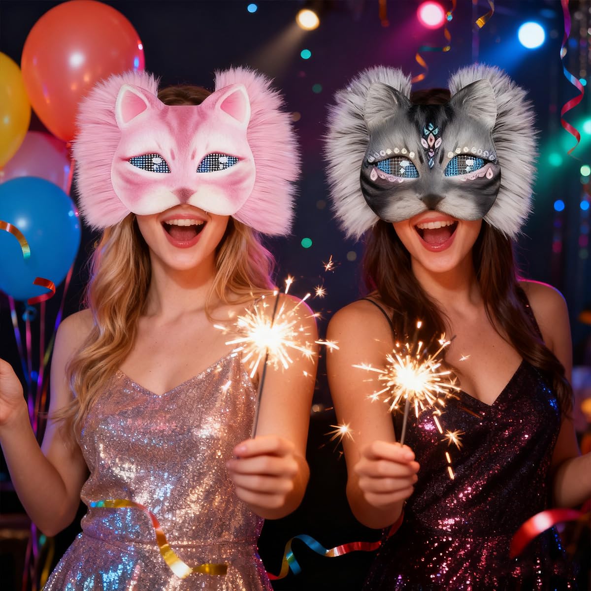 WAYNHUI Diy Therian Mask Kit Blank Cat Fox Mask Material- Gem Stickers for Therian Gear Stuff for Halloween, Cosplay, Masquerade, Party.