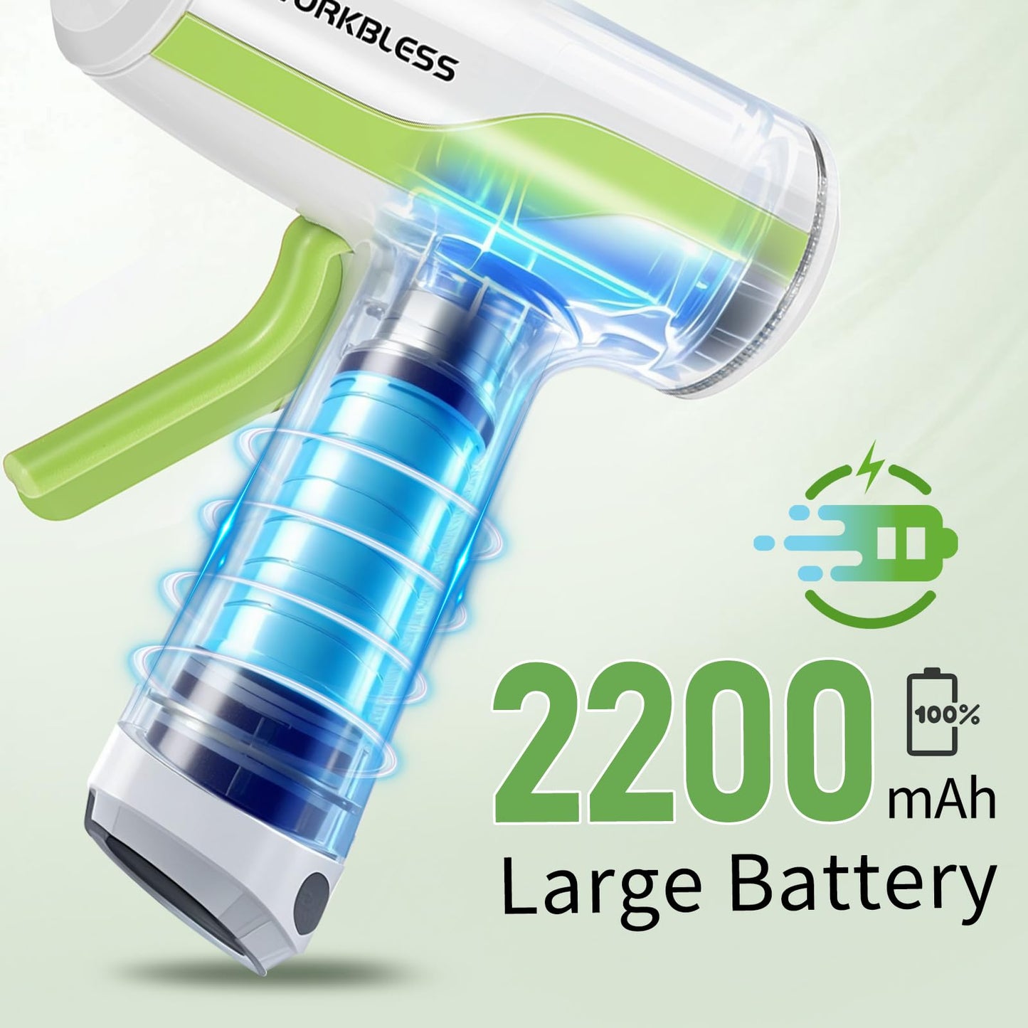 WorkBless 30PCS 0.28'' Hot Glue Gun and Sticks Set, Cordless Hot Glue Gun with 2Ah Rechargeable Battery, Smart Power-Off, Hot Glue Gun with Case,10PCS Wood Craft Sticks for Arts &Crafts, DIY
