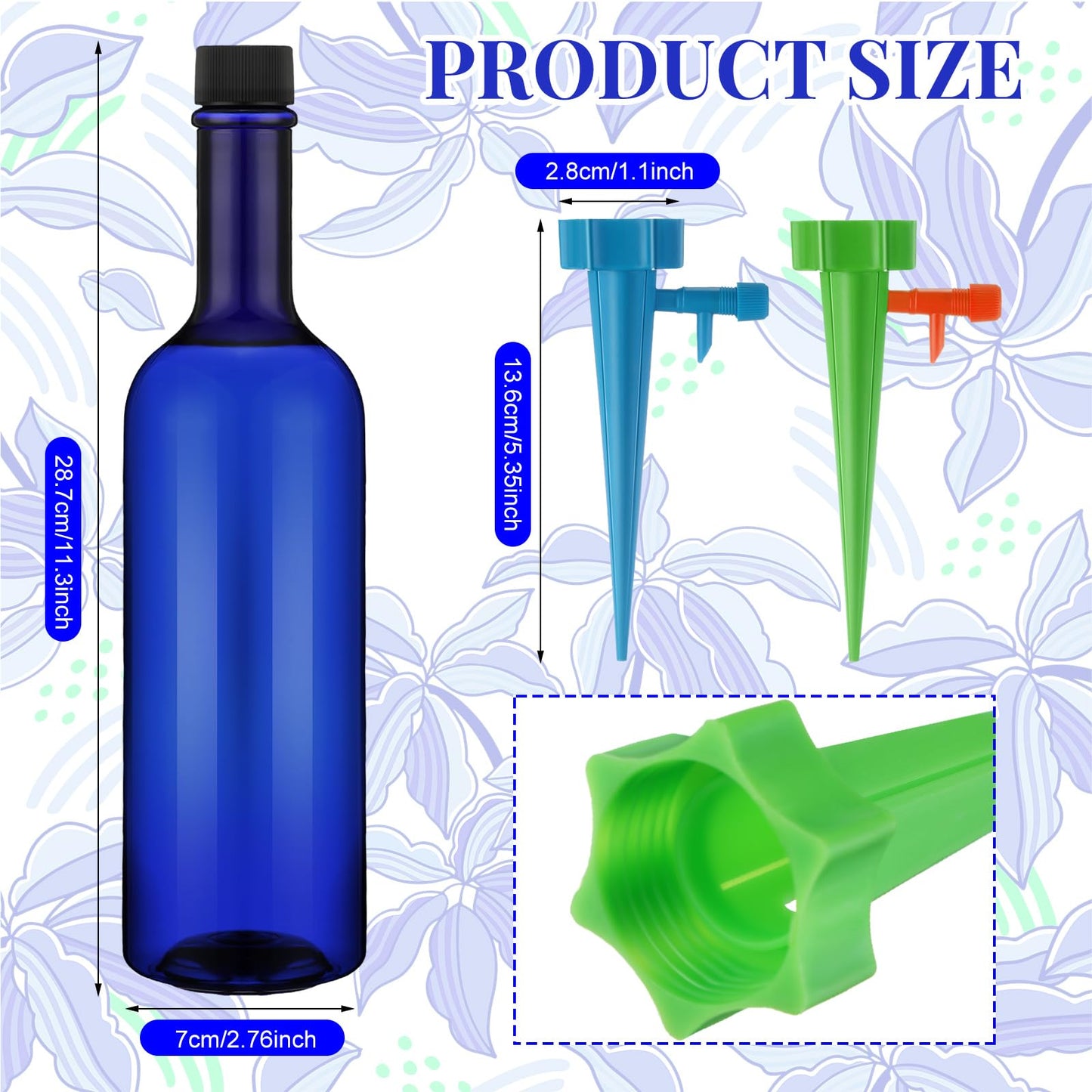 SiliFine Plant Watering Devices with Self Watering Spikes and 26 oz Plastic Bottles Plant Waterer Devices with Adjustable Control Valve Switch Indoor Outdoor