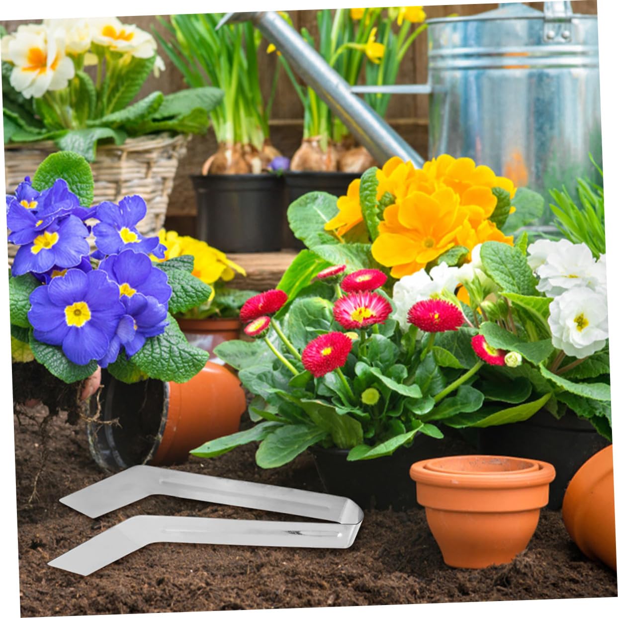 CAXUSD 2pcs Stainless Steel Plant Transplanting Tongs Handheld Removal Tool for Delicate Plants Convenient Gardening