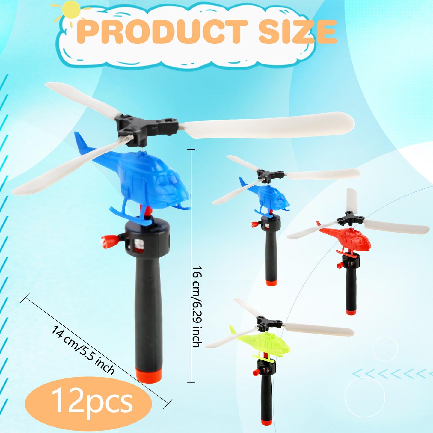 Octaday 12 Pack Flying Toy Hand Helicopter Flying Planes Toys Plastic Flying Helicopter Airplane Toys for Kids Outdoor Party Favors Classroom Prizes Birthday Gift, Random Color