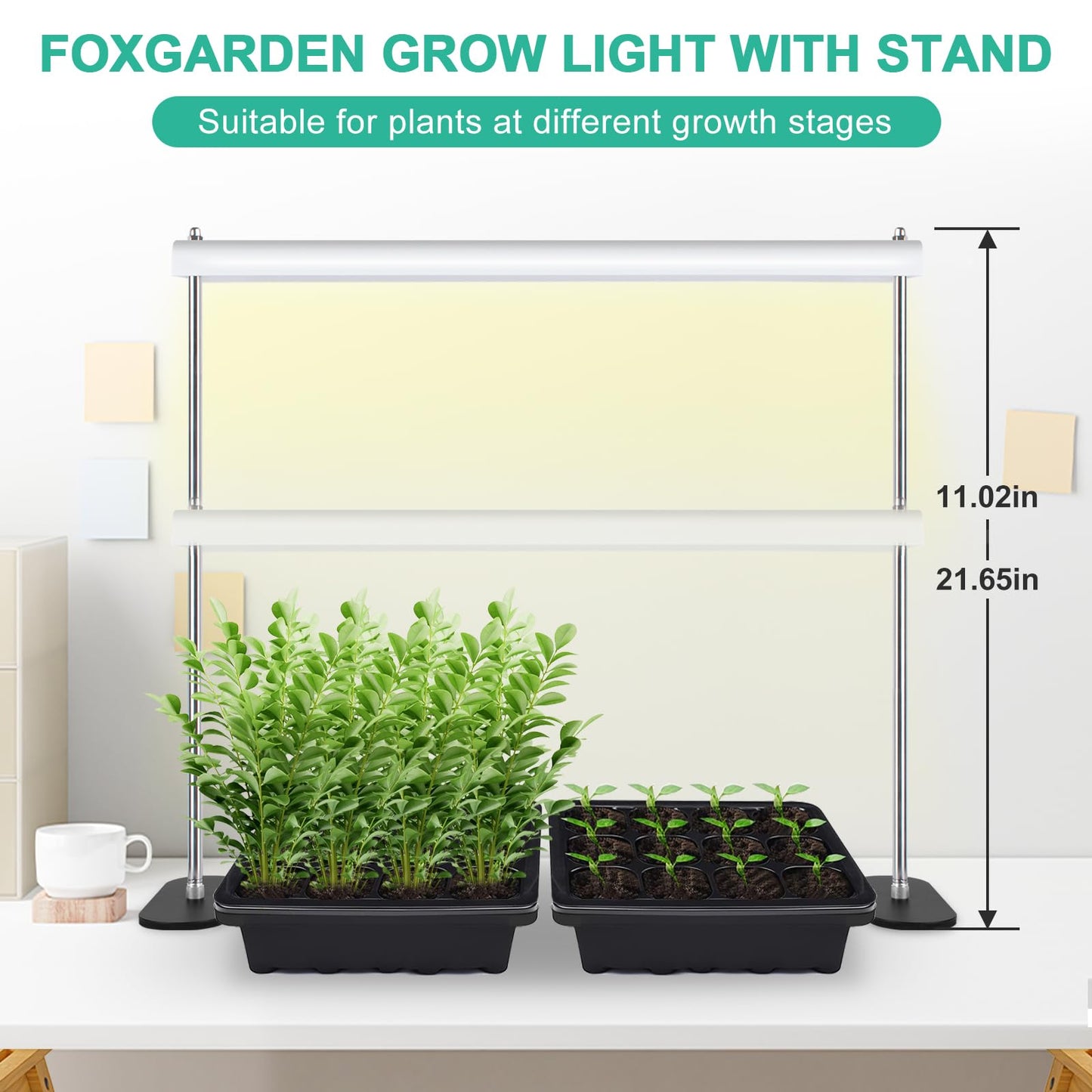 FOXGARDEN Grow Light Stand, Advanced LED Plant Growth Lighting with 4/8/12H Timer, 6 Dimming Options, and Adjustable Height - Optimal for Indoor Plants in Seedlings, Vegetative, and Flowering Phases