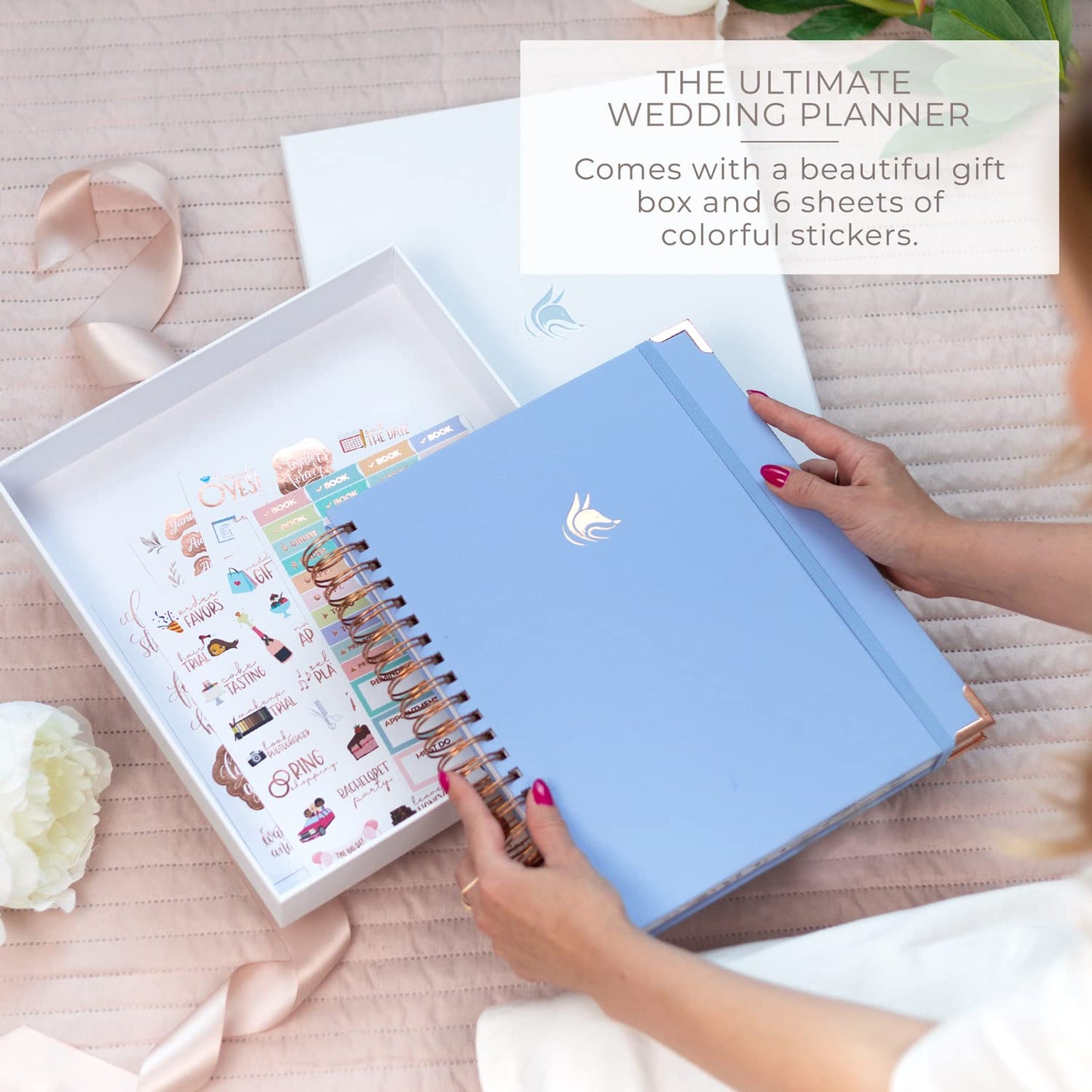 Clever Fox Wedding Planner – Notebook Organizer for Bride – Wedding Planning Binder Book with Pockets – Engagements Gift, 10x11″ (Light Blue)