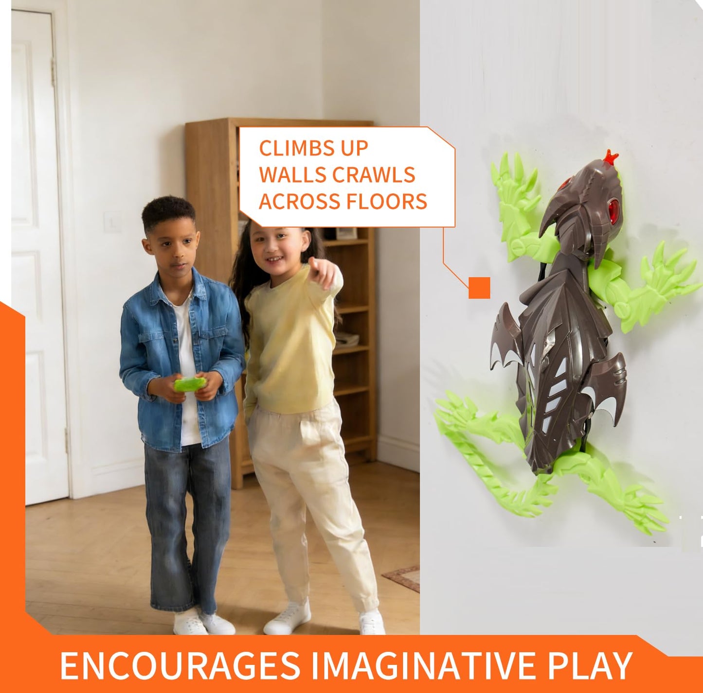 RC Lizard Wall Climbing Toy – Remote Control Robotic Gecko Kids Toys with LED Lights, Wall-Crawling Action, Battery Operated, for Boys and Girls Ages 6 and up