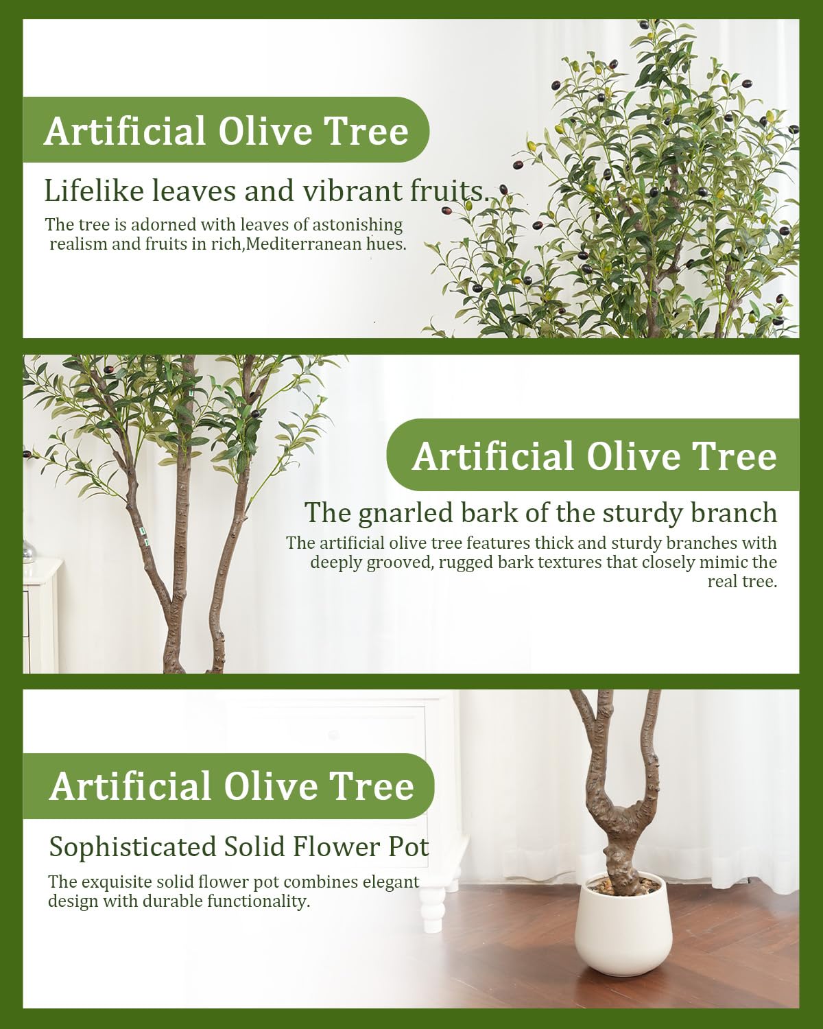 Sillaff Olive Tree 7FT Fake Tree Large Artificial Tree Indoor Faux Plants with Pot, Nearly Natural Olive Branches and Fruits for Living Room Home Office Decorations