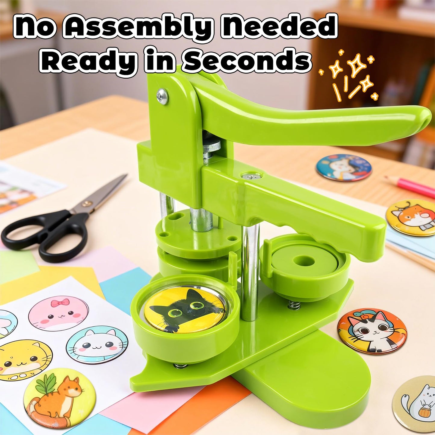 MK.Bear Button Maker Machine 58mm (2.25 in) Installation-Free, DIY Button Pin Maker Machine, Badge Punch Press with Free 100pcs Badge Supplies & Pictures & Circle Cutter