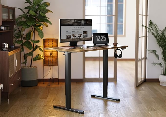 YDN Standing Desk, 40x24 Inch Electric Adjustable Height Stand up Desk, Sit Stand Home Office with Splice Board, Rustic Brown