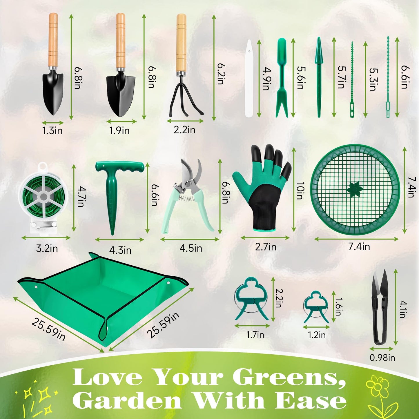 Gardening Tool Set, 18PCS Indoor Plant Tools for Succulents, Bonsai & Herbs, Mini Garden Tools with Repotting Mat for Indoor Plants, Soil Scoop, Pruner, Gloves, Plant Ties & Labels