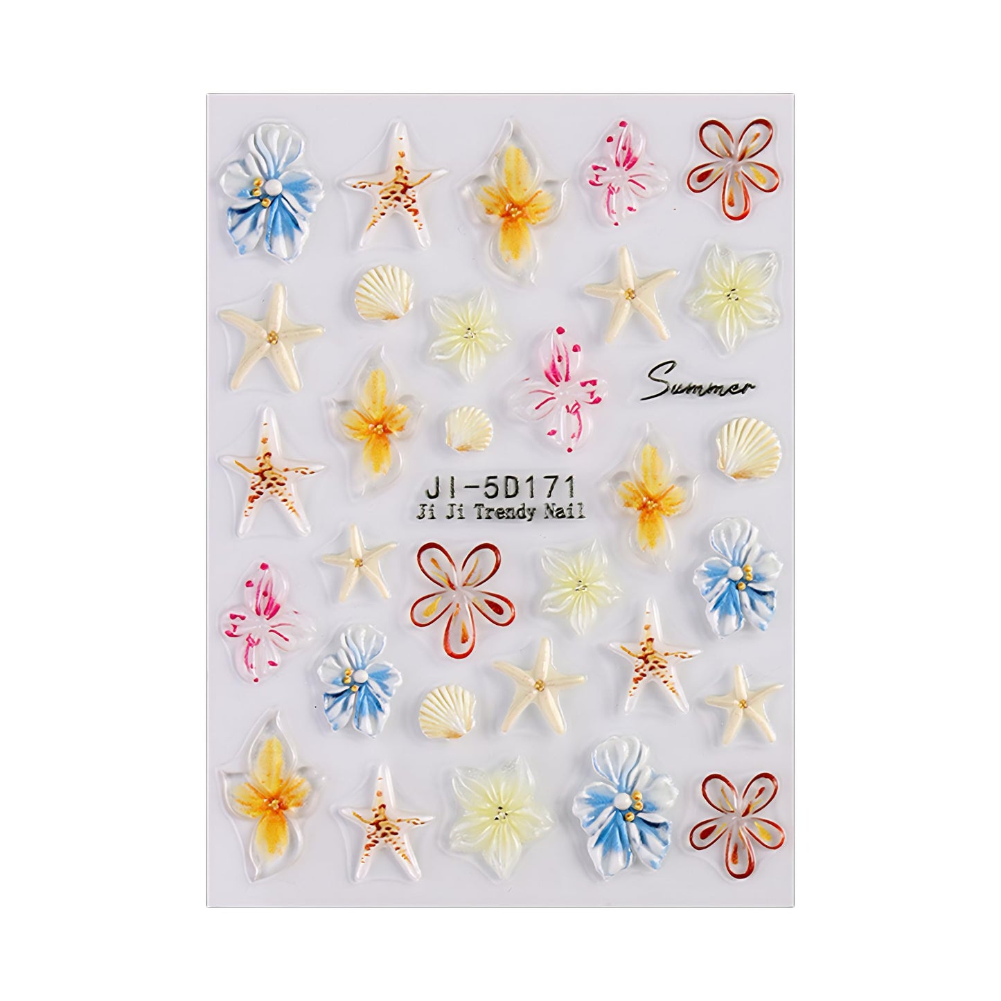 SIMAYKUWA Summer Ocean Nail Stickers | 3D/5D Ice Flower Press-on Designs | Waterproof Nail Art for Beach & Pool Parties | European & American Styles A Set of 3 Sheets