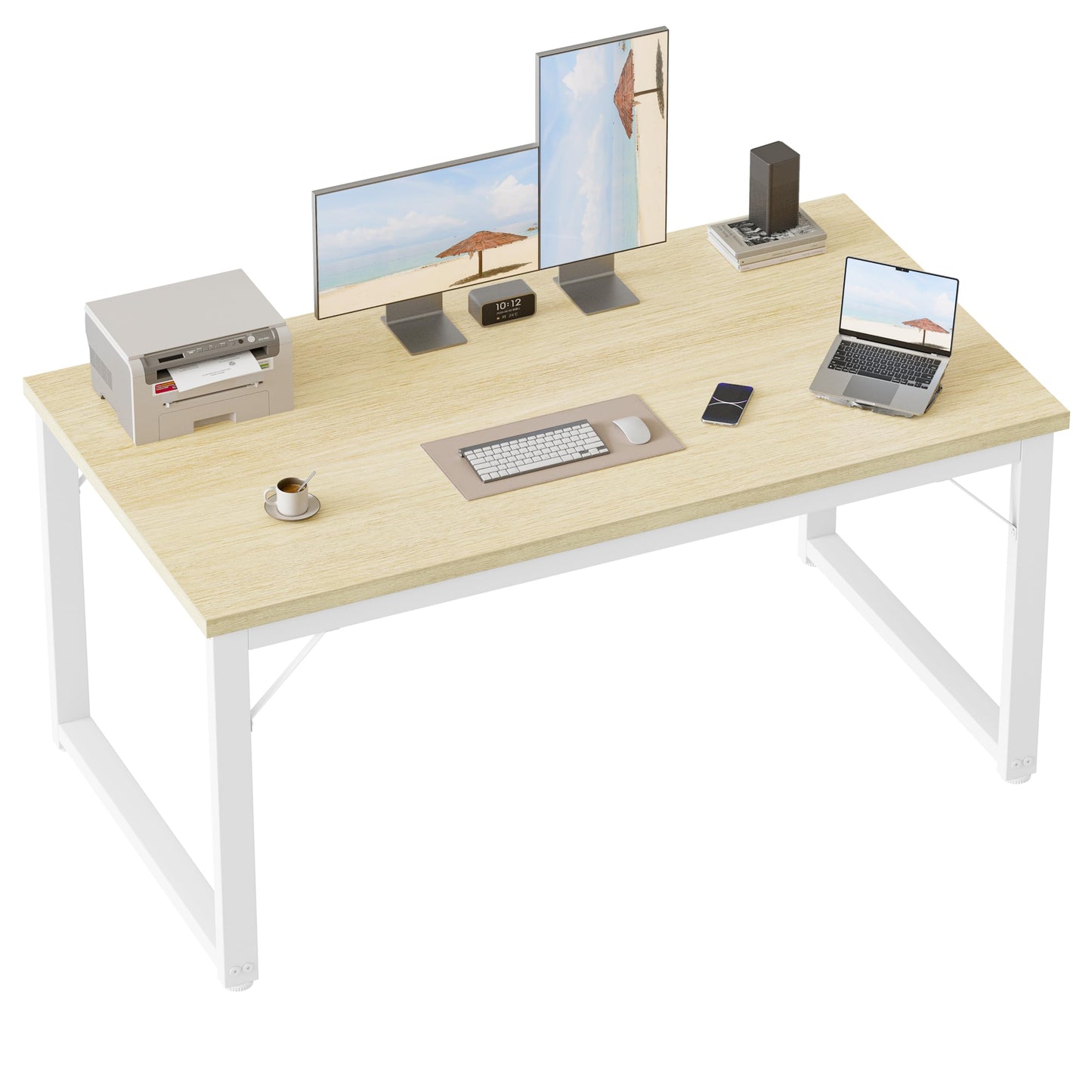 Mericonia 48 Inch Computer Desk, 1" Thick Heavy Duty Industrial Office Desk, Modern Simple Study Writing Table for Home Office Bedroom Workstation, Oak