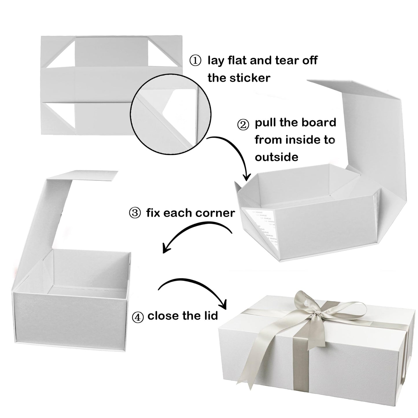 YINUOYOUJIA Large White Gift Boxes with Lid,14"x9"x4.5" Magnetic Gift Box with Ribbon,Cards and Envelopes for Presents,Great for Wedding,Birthdays,Crafting,Gift Packaging.