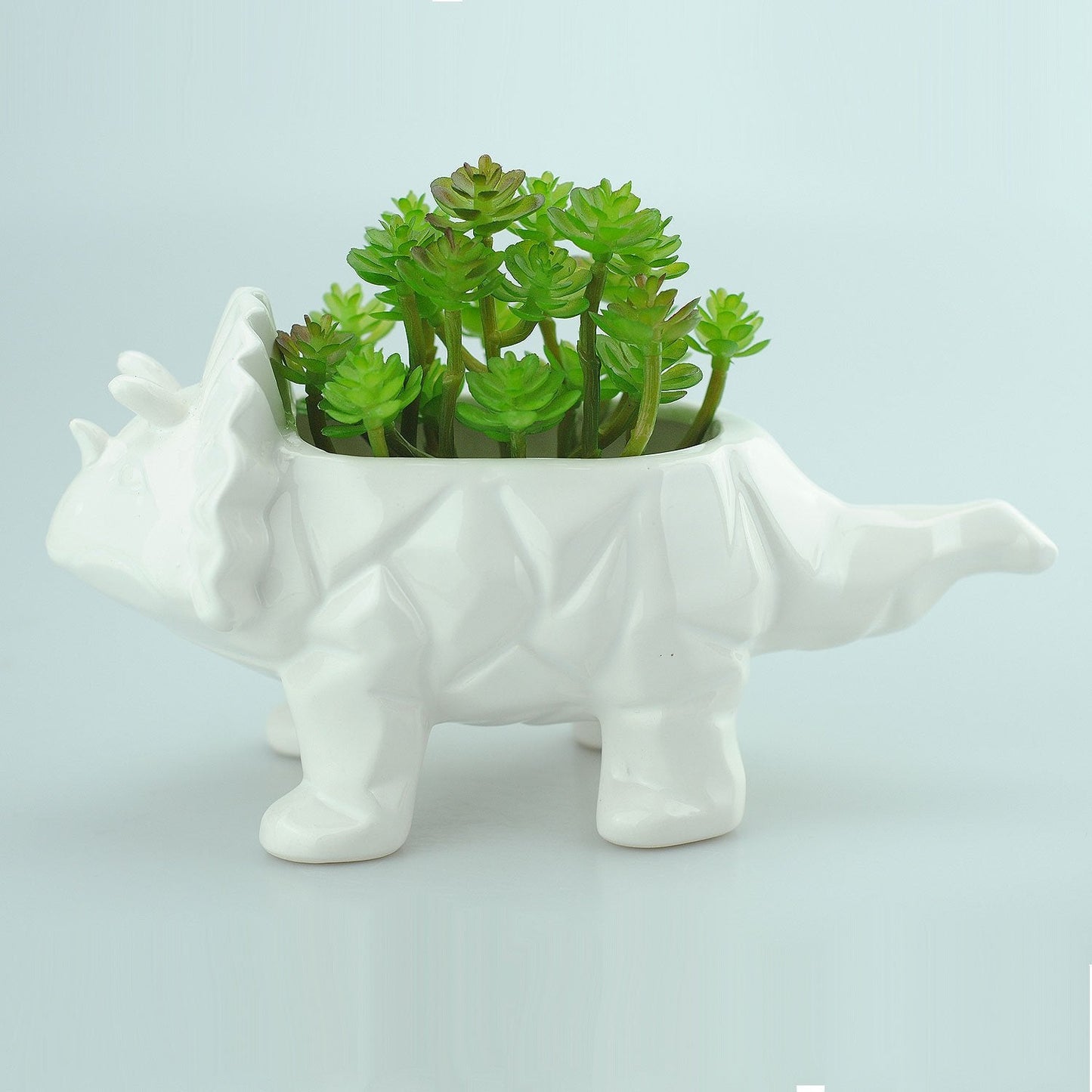 VanEnjoy White Cute Animal Planter, Dinosaur Succulent Planter, Supersaurus Size, Indoor Use